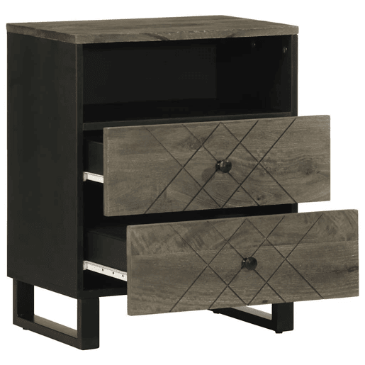 Mesa De Cabeceira - Mesinha De Cabeceira preto 50x33x62 cm madeira de mangueira maciça Mesa De Cabeceira - Mesinha De Cabeceira preto 50x33x62 cm madeira de mangueira maciça