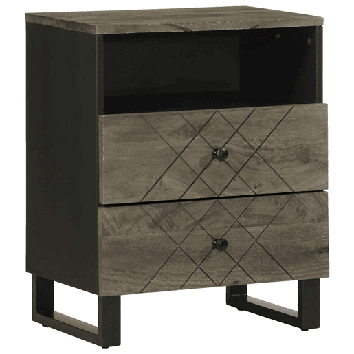 Mesa De Cabeceira - Mesinha De Cabeceira preto 50x33x62 cm madeira de mangueira maciça Mesa De Cabeceira - Mesinha De Cabeceira preto 50x33x62 cm madeira de mangueira maciça