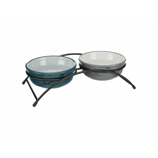 Comedouro para Cão Trixie Azul Cinzento Cinzento claro Cerâmica Ø 13 cm 2 x 250 ml (2 Unidades)