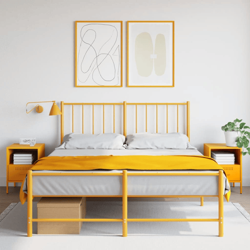 Lote de 2 Mesas De Cabeceira - Mesinhas De Cabeceira 36x39x50,5 cm aço amarelo mostarda