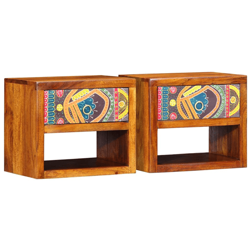 Lote de 2 Mesa De Cabeceira - Mesinha De Cabeceira com gaveta Castanho 40 x 35 x 35 cm
