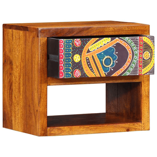 Lote de 2 Mesa De Cabeceira - Mesinha De Cabeceira com gaveta Castanho 40 x 35 x 35 cm
