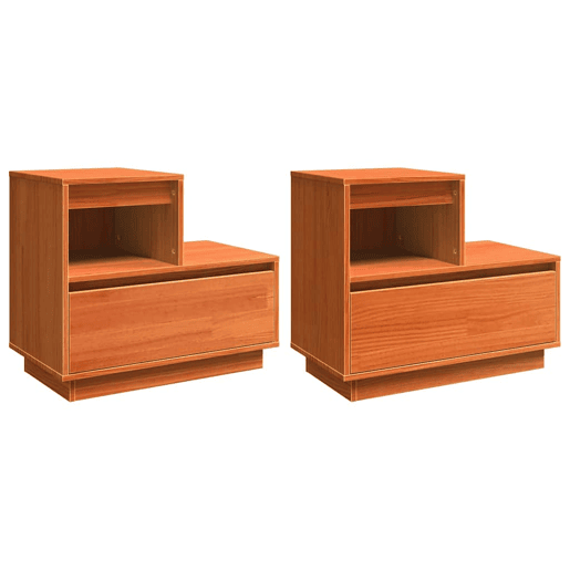Lote de 2 Mesa De Cabeceira - Mesinha De Cabeceira Castanho-mel 60 x 34 x 51 cm