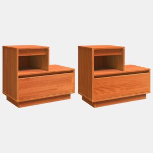 Lote de 2 Mesa De Cabeceira - Mesinha De Cabeceira Castanho-mel 60 x 34 x 51 cm