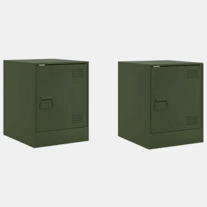 Lote de 2 Mesas De Cabeceira - Mesinhas De Cabeceira 34,5x39x44 cm aço verde azeitona