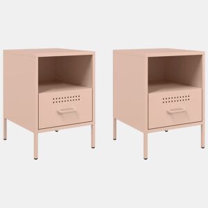 Lote de 2 Mesas De Cabeceira - Mesinhas De Cabeceira 36x39x50,5 cm aço rosa