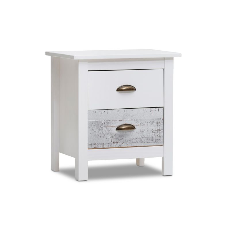 Mesita de noche ocean 2 cajones blanco - vintage colors 46 x 49,5 x 35 cm
