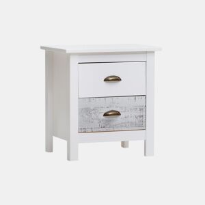 Mesa de cabeceira Ocean 2 gavetas Blanco - Vintage Colors 46 x 49,5 x 35 cm
