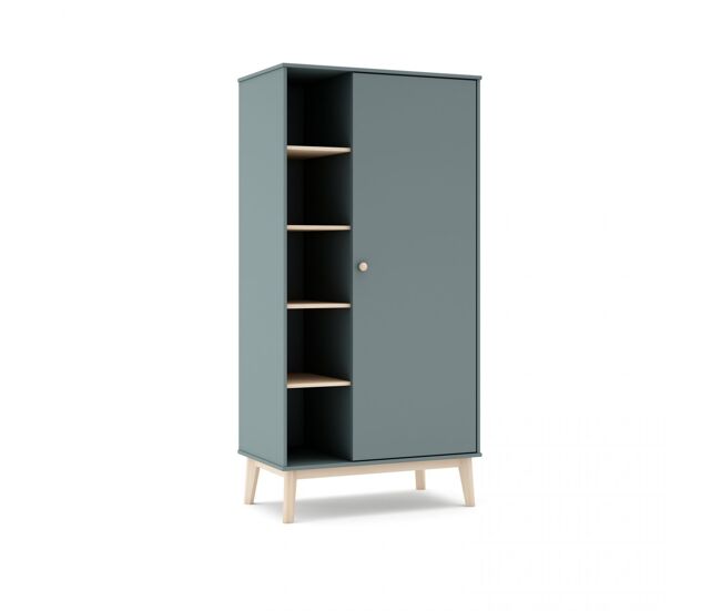 Armario juvenil de 1 puerta y estante en verde salvia y oak soft 90x181 cm misty breeze verde salvia - oak soft 90 x 181 x 52 cm