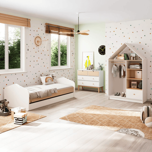 Roupeiro para jovens Misty Cloud Blanco mate - Oak 110 x 180 x 45 cm