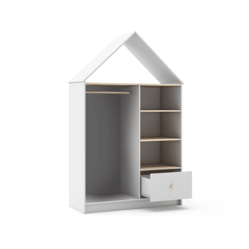 Roupeiro para jovens Misty Cloud Blanco mate - Oak 110 x 180 x 45 cm
