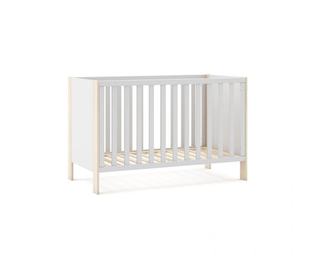Cuna de estructura resistente en blanco y oak soft 65,5x123,2 cm misty breeze blanco - oak soft 123,2 x 80 x 65,5 cm