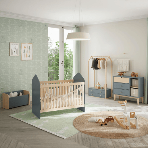Cómoda Misty Cloud 3 gavetas Verde Salvia - Oak 90 x 81 x 40 cm