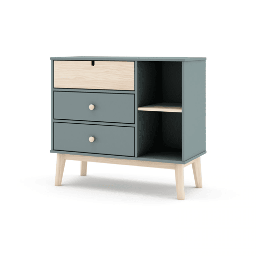 Cómoda Misty Cloud 3 gavetas Verde Salvia - Oak 90 x 81 x 40 cm