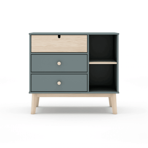 Cómoda Misty Cloud 3 gavetas Verde Salvia - Oak 90 x 81 x 40 cm