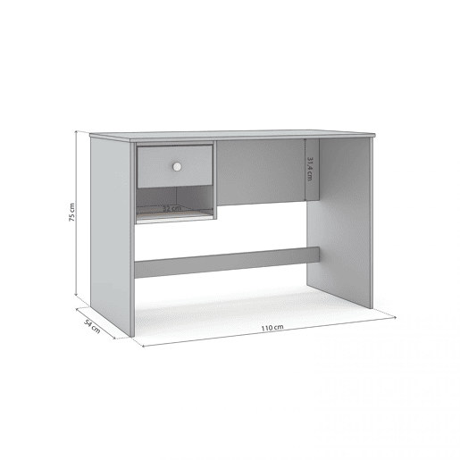 Secretária com 1 gaveta e 1 prateleira, 110 x 55 cm, Misty Breeze Verde Salvia - Oak 110 x 75 x 55 cm