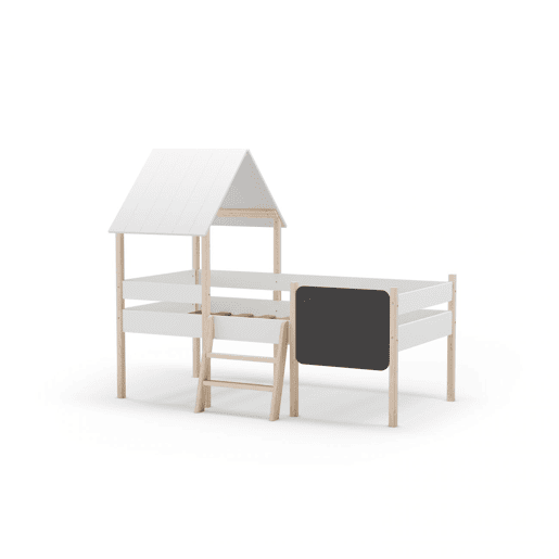 Cama da cabana de Mokibed Blanco mate - Oak 202 x 150 x 110 cm