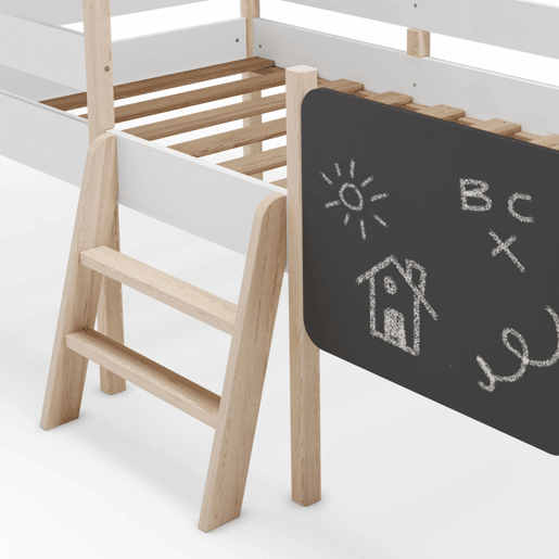 Cama da cabana de Mokibed Blanco mate - Oak 202 x 150 x 110 cm