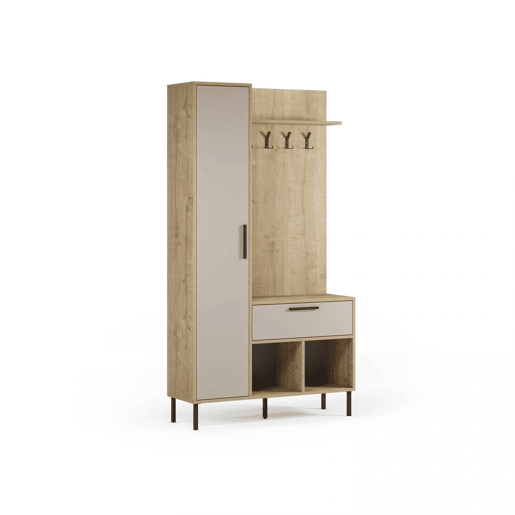 Móvel de corredor Vesta com bengaleiro Roble Beige 108 x 195,3 x 35 cm