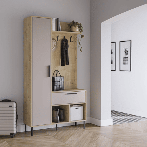 Móvel de corredor Vesta com bengaleiro Roble Beige 108 x 195,3 x 35 cm