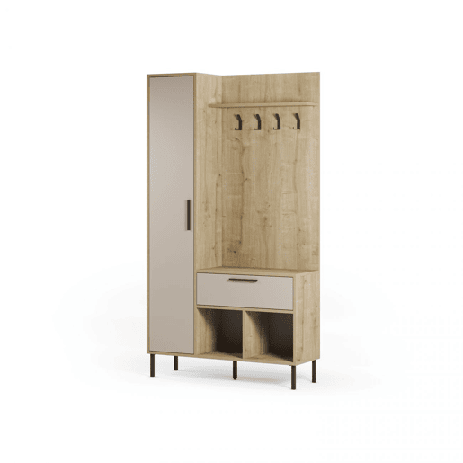 Móvel de corredor Vesta com bengaleiro Roble Beige 108 x 195,3 x 35 cm