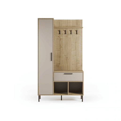 Móvel de corredor Vesta com bengaleiro Roble Beige 108 x 195,3 x 35 cm