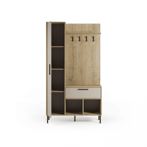 Móvel de corredor Vesta com bengaleiro Roble Beige 108 x 195,3 x 35 cm