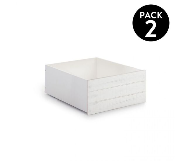 Pack 2 cajones para almacenamiento en blanco y vintage white 90x68 cm iliada blanco - vintage white 68 x 33,5 x 90 cm