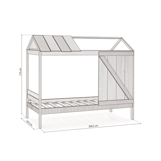 Cabana-cama Barnie Vintage - Grayscale 197,6 x 174,8 x 101,7 cm