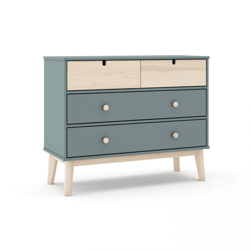 Cómoda Misty Cloud 4 gavetas Verde Salvia - Oak 100 x 81 x 40 cm