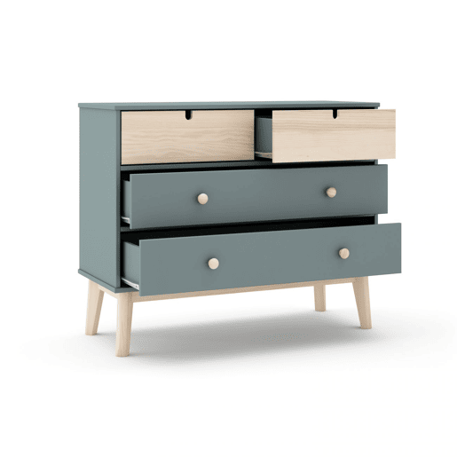 Cómoda Misty Cloud 4 gavetas Verde Salvia - Oak 100 x 81 x 40 cm