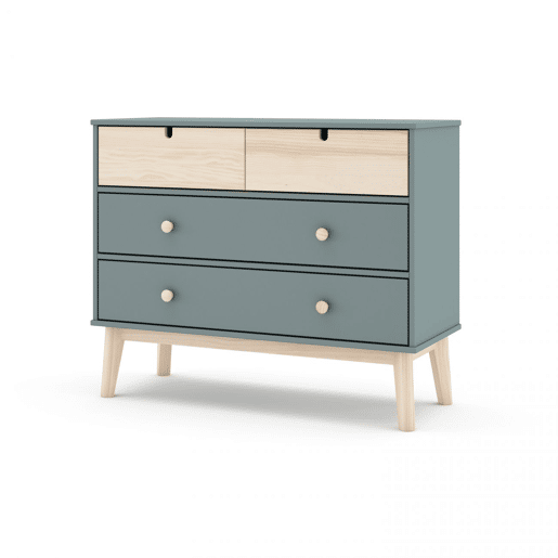 Cómoda Misty Cloud 4 gavetas Verde Salvia - Oak 100 x 81 x 40 cm