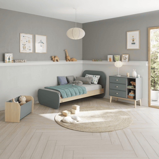 Cama Misty Breeze Verde Salvia - Oak 195,4 x 90 x 101,3 cm