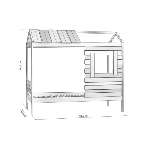 Cabina-cama Barnie W Vintage - Grayscale 200,6 x 181,5 x 102 cm
