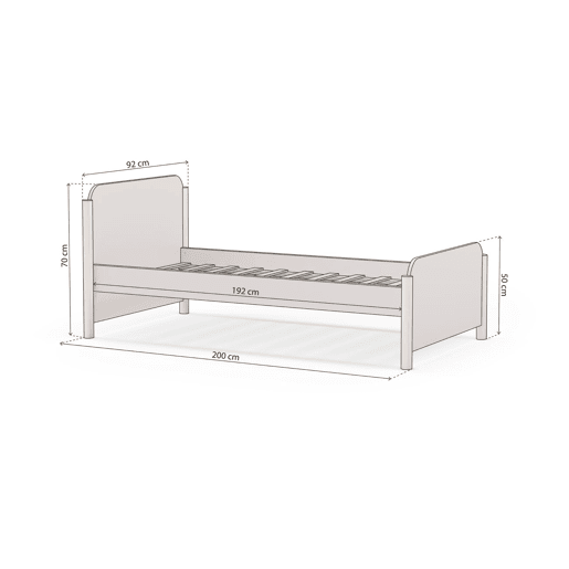 Cama juvenil Misty Dawn Beige - Oak Soft 200 x 70 x 92 cm