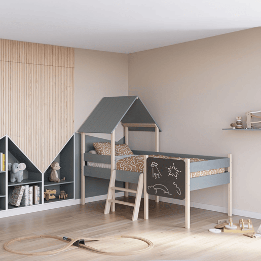 Cama da cabana de Mokibed Verde Salvia - Oak 202 x 150 x 110 cm