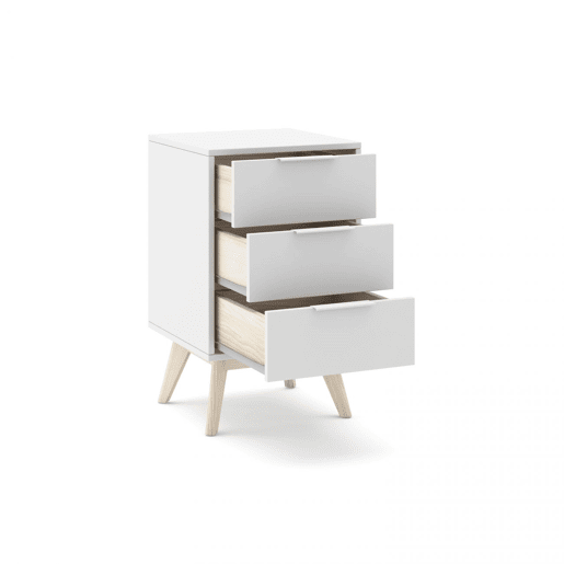 Mesa de cabeceira Numa 3 gavetas Blanco mate - Oak 40 x 65,5 x 35 cm