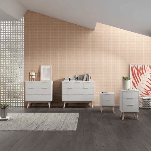 Mesa de cabeceira Numa 3 gavetas Blanco mate - Oak 40 x 65,5 x 35 cm