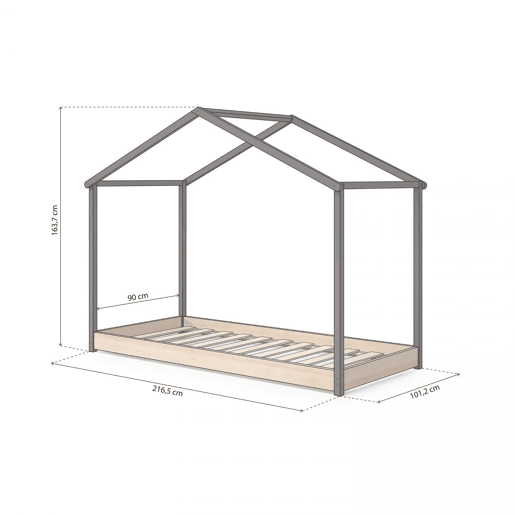 Cabine-cama Hyte Antracita - Pino 216,2 x 164 x 101,2 cm