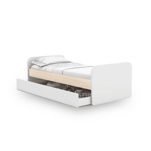 Cama de casal júnior Misty Breeze Blanco mate - Oak 205,4 x 65 x 102 cm