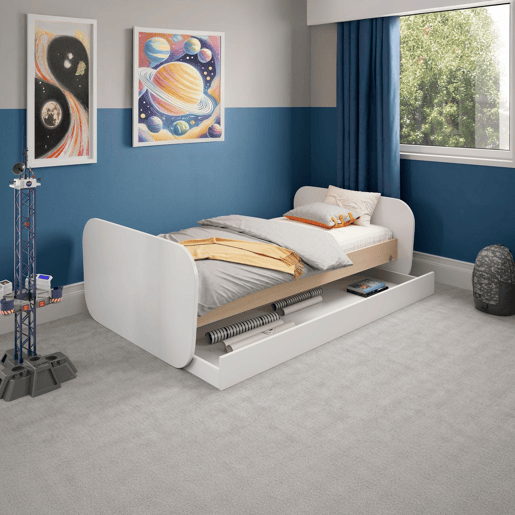 Cama de casal júnior Misty Breeze Blanco mate - Oak 205,4 x 65 x 102 cm