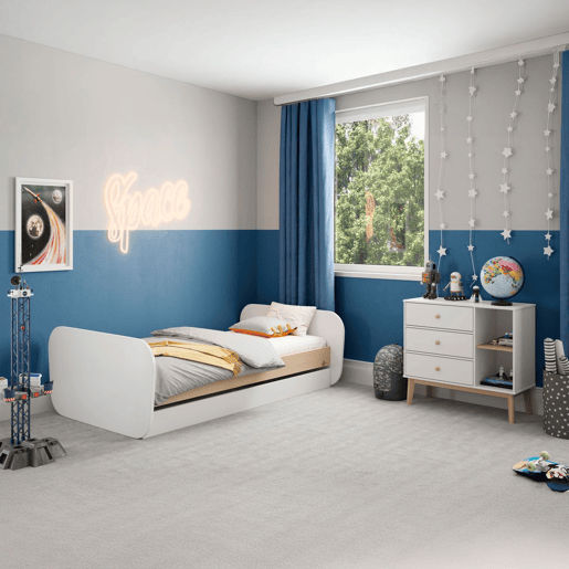 Cama de casal júnior Misty Breeze Blanco mate - Oak 205,4 x 65 x 102 cm