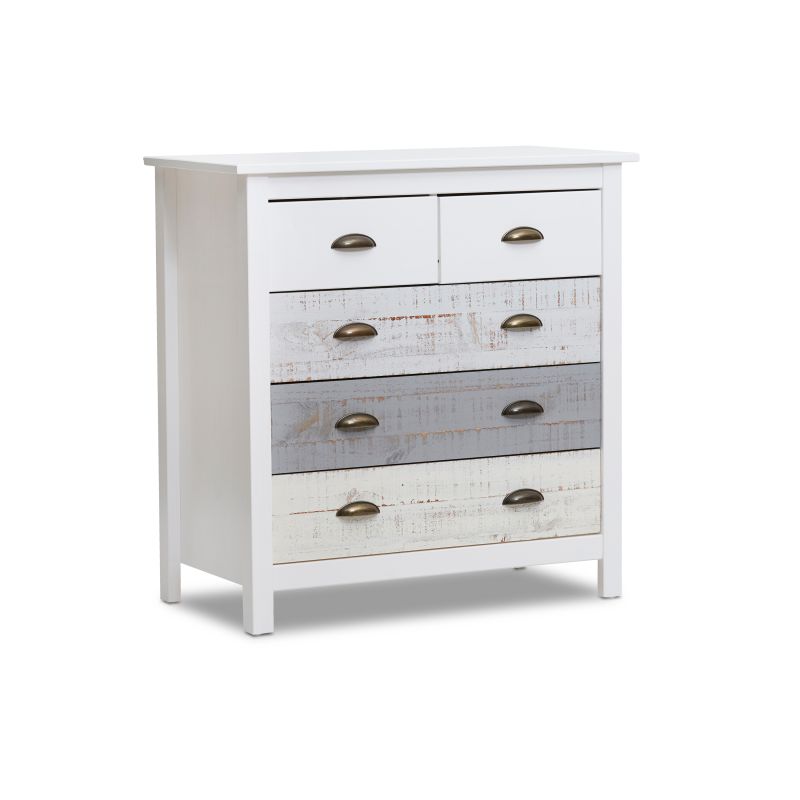 Cómoda ocean 5 cajones blanco - vintage colors 79 x 80 x 40 cm