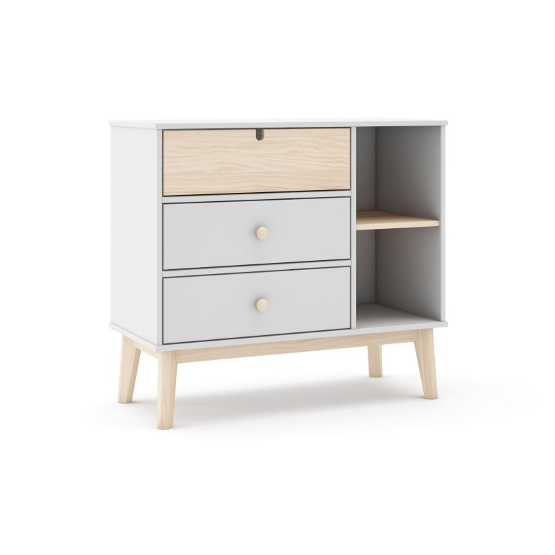 Cómoda misty cloud 3 cajones blanco - oak soft 90 x 81 x 40 cm