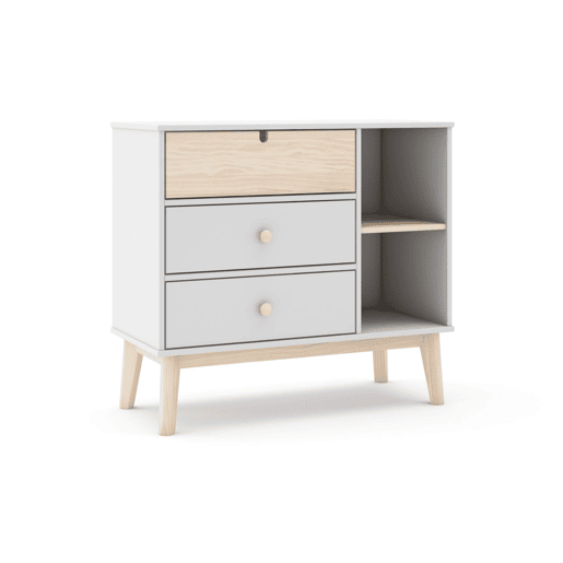 Cómoda Misty Cloud 3 gavetas Blanco mate - Oak 90 x 81 x 40 cm