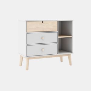 Cómoda Misty Cloud 3 gavetas Blanco mate - Oak 90 x 81 x 40 cm