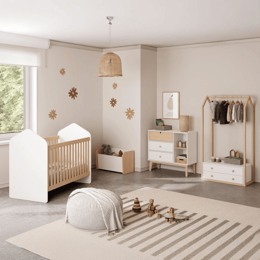 Cómoda Misty Cloud 3 gavetas Blanco mate - Oak 90 x 81 x 40 cm