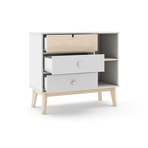 Cómoda Misty Cloud 3 gavetas Blanco mate - Oak 90 x 81 x 40 cm