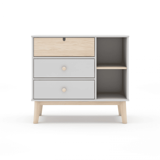 Cómoda Misty Cloud 3 gavetas Blanco mate - Oak 90 x 81 x 40 cm