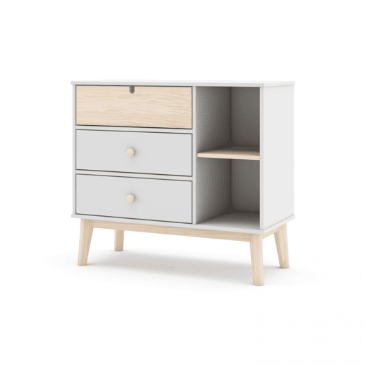 Cómoda Misty Cloud 3 gavetas Blanco mate - Oak 90 x 81 x 40 cm